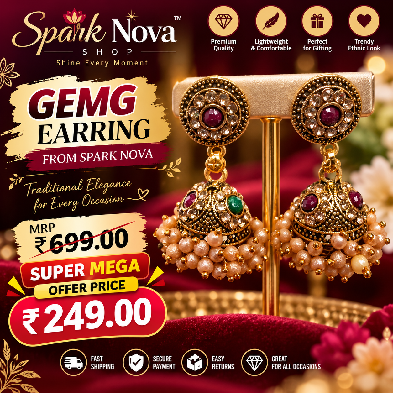 Spark Nova Royal Festive Jhumkas