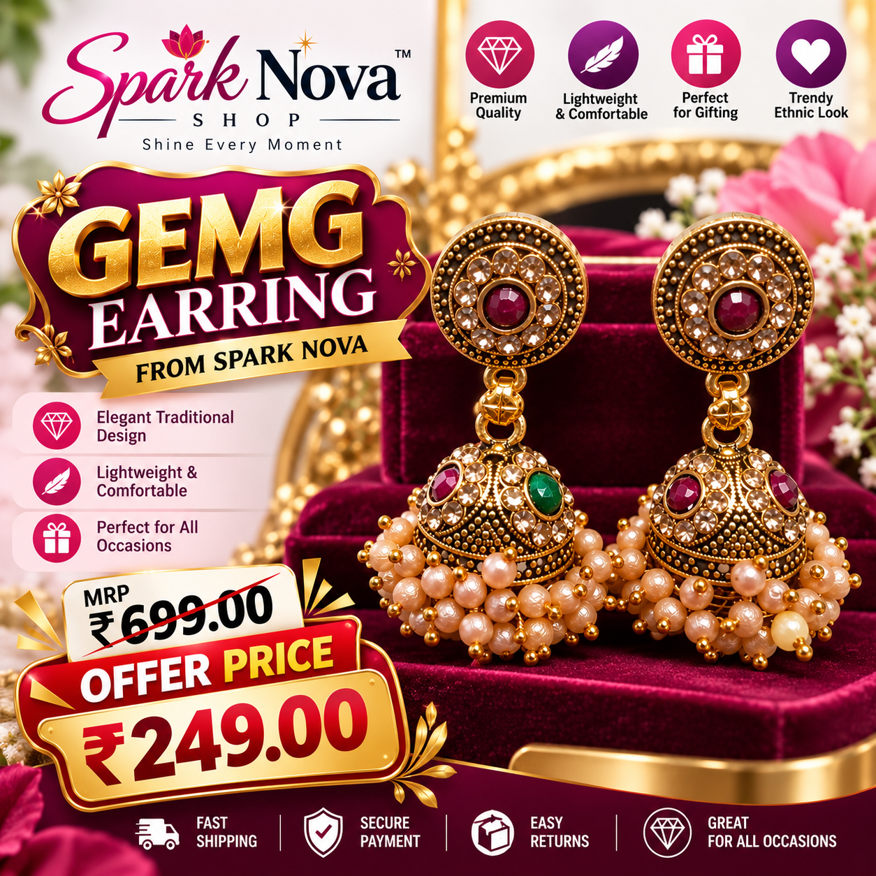 Spark Nova Royal Festive Jhumkas