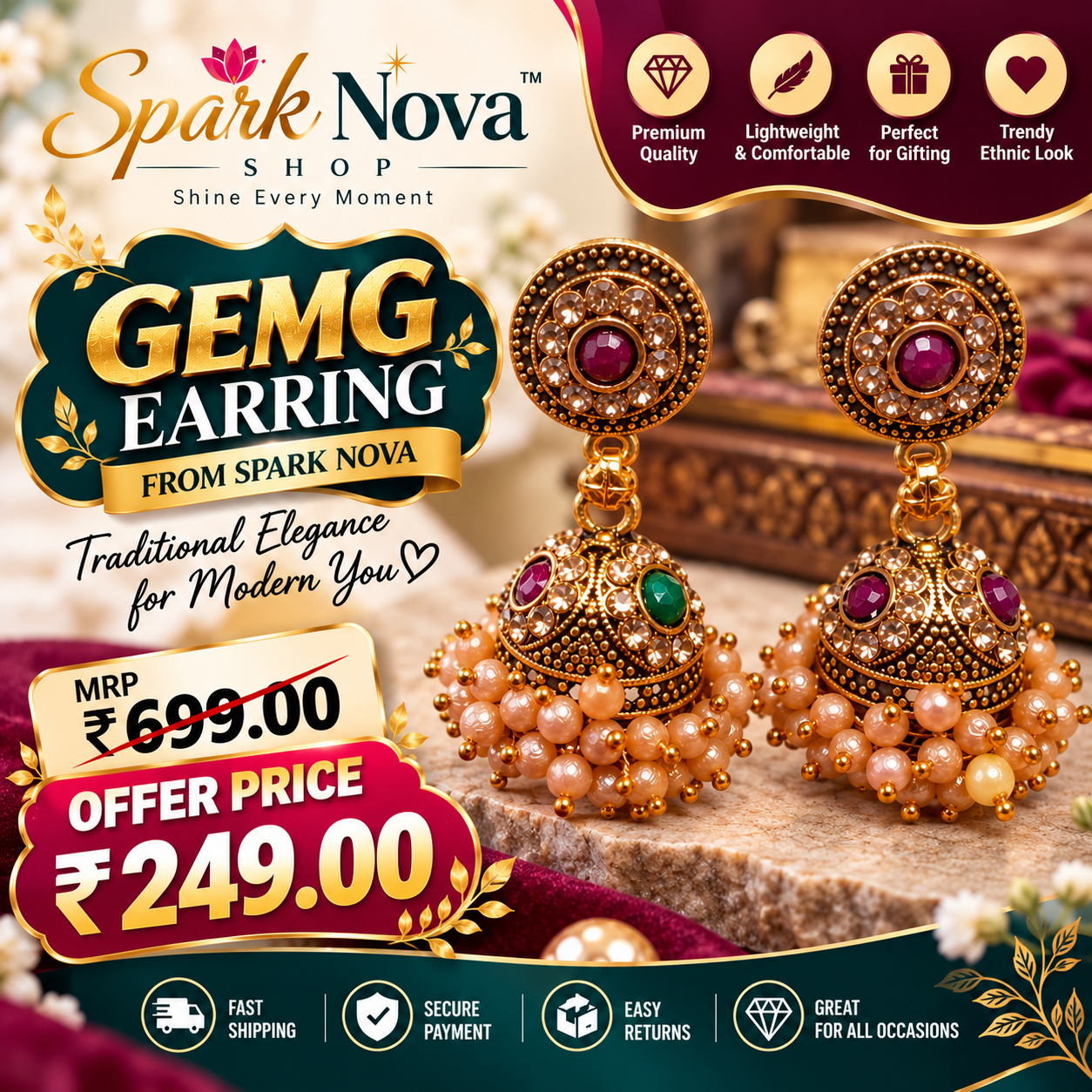 Spark Nova Royal Festive Jhumkas