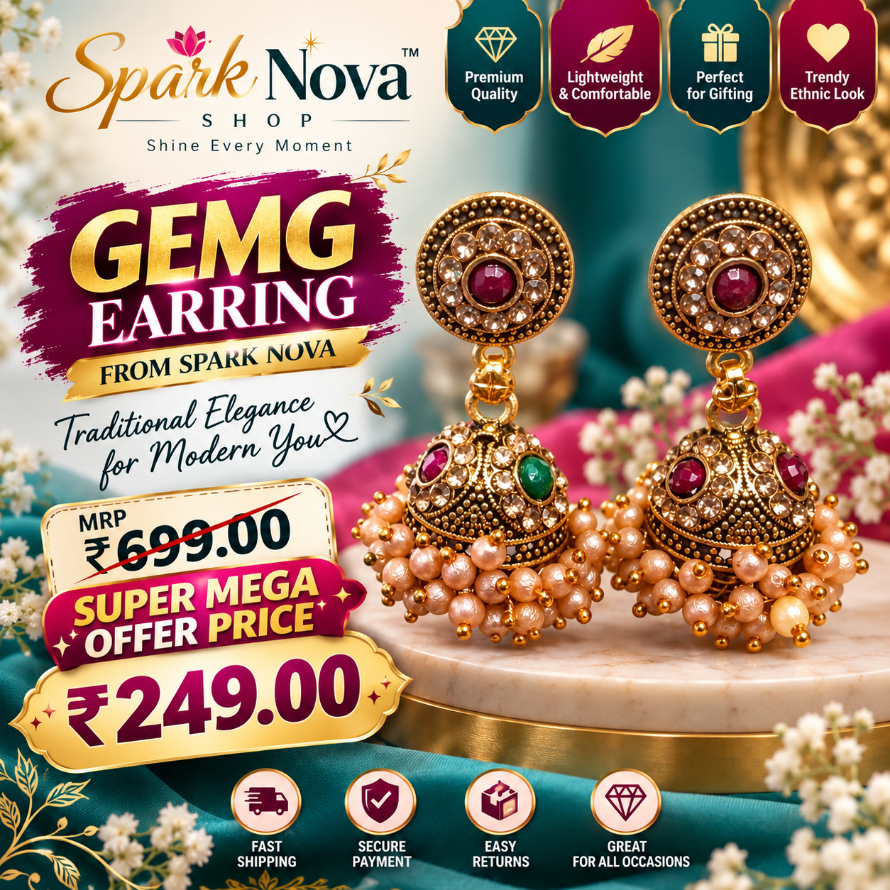 Spark Nova Royal Festive Jhumkas